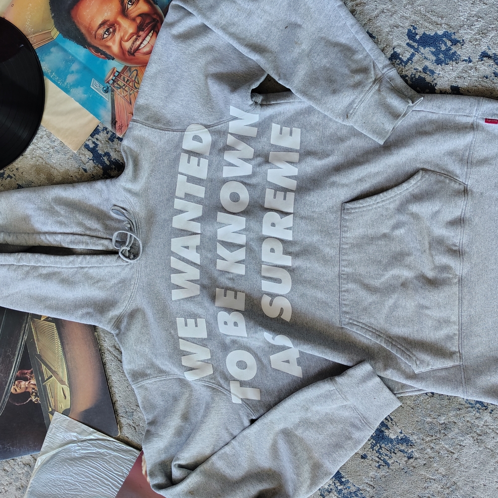 Gray Supreme Hoodie for Men - Picture 2 of 16
